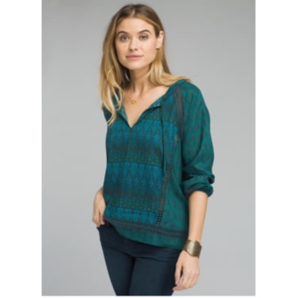 PRANA XS Tacana Peasant Top Teal Purple - Picture 1 of 8